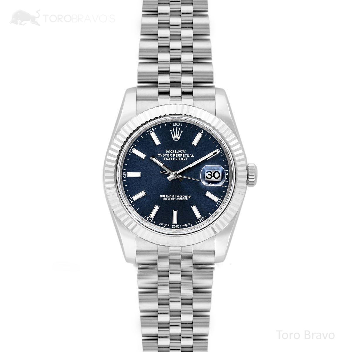 Datejust 41 126334 Blue Dial Stick Markers in White Gold