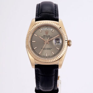 Day-Date 40 Silver Dial in Rose Gold on Leather Strap