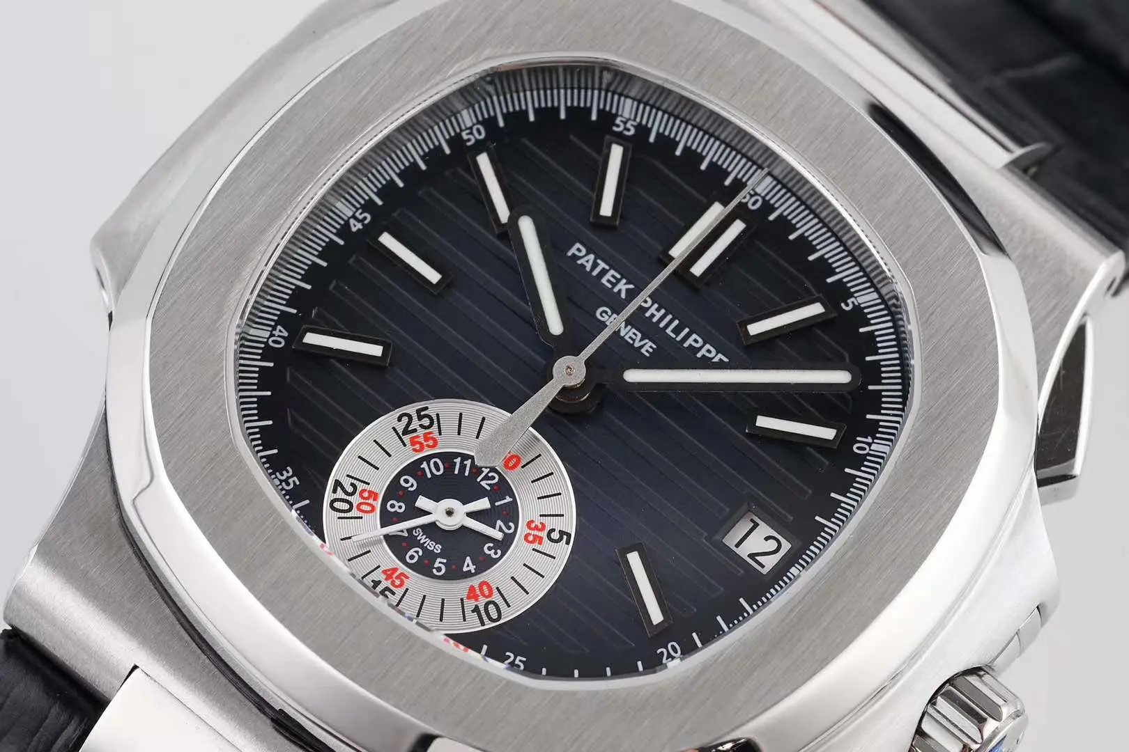Nautilus 5980/1A-001 quadrante blu in acciaio su cinturino in pelle - immagine 3