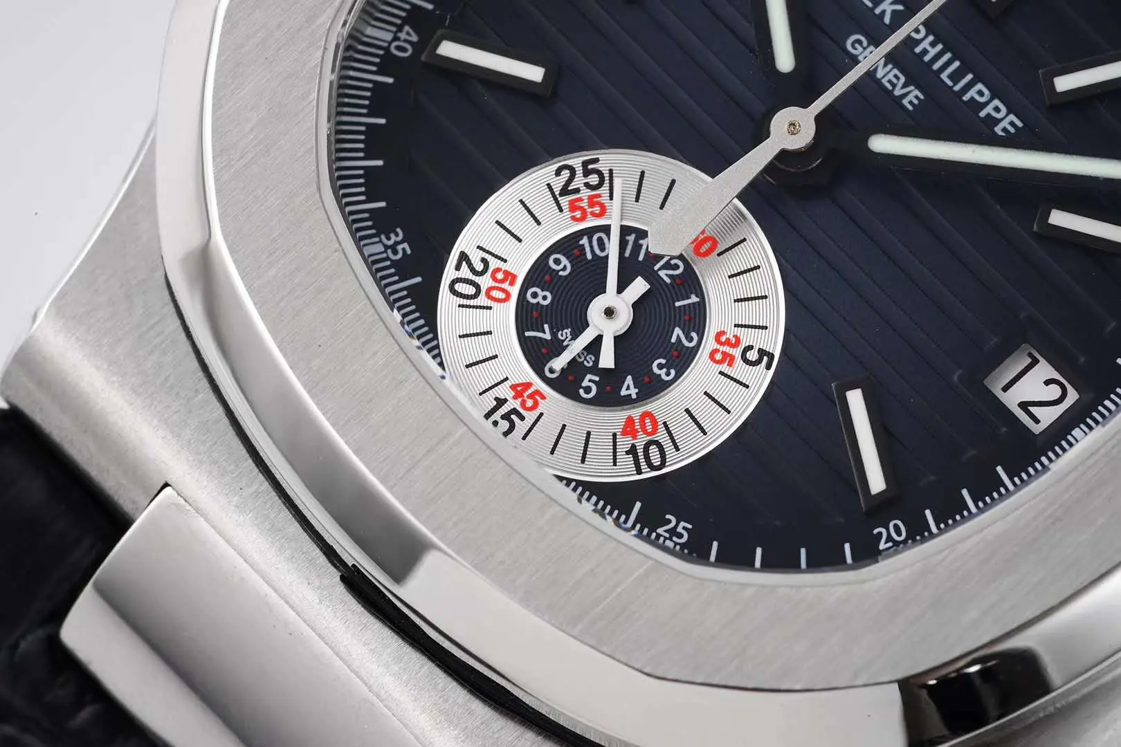 Nautilus 5980/1A-001 quadrante blu in acciaio su cinturino in pelle - immagine 4