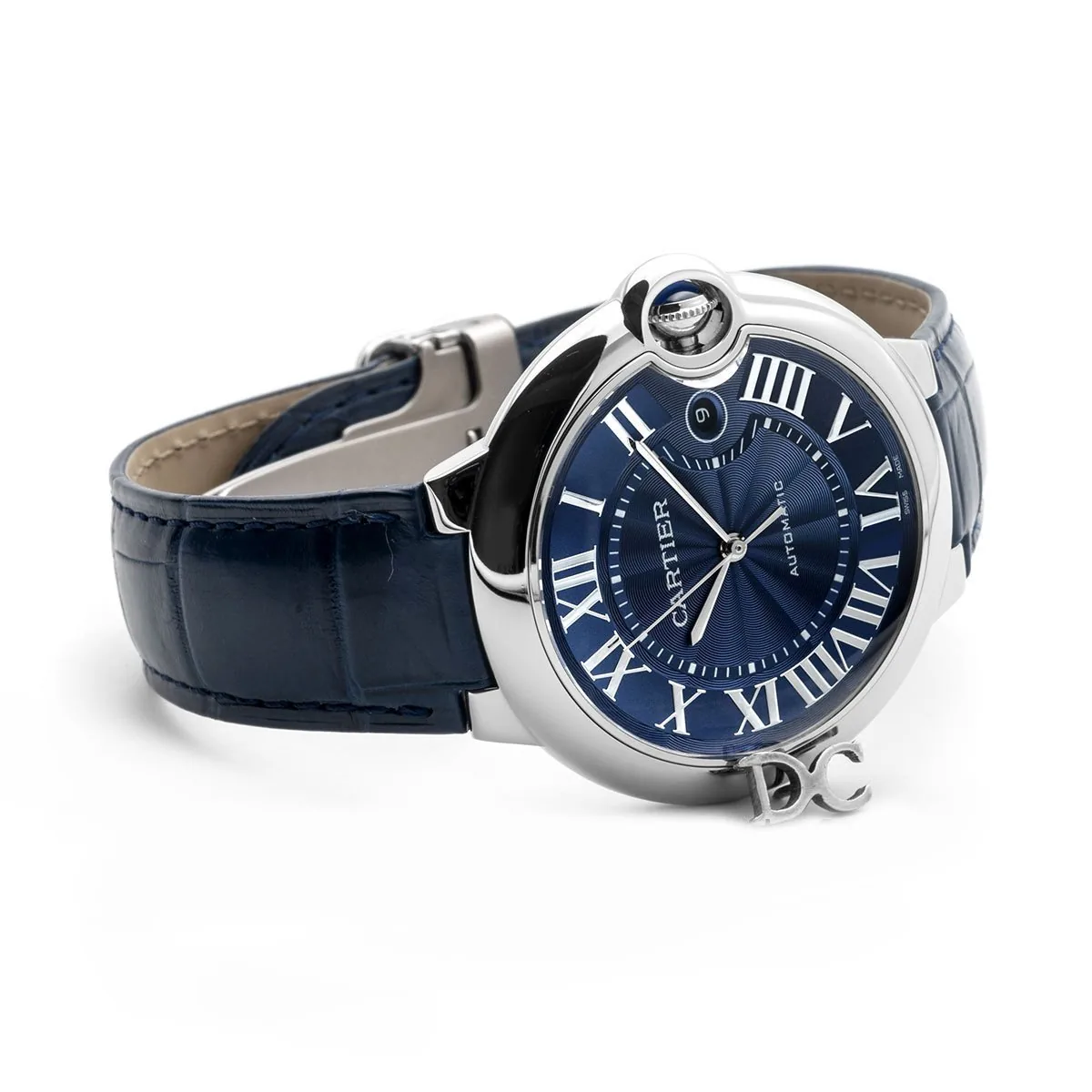 Ballon Bleu De Cartier 42mm esfera azul en acero con correa de piel azul - Imagen 2