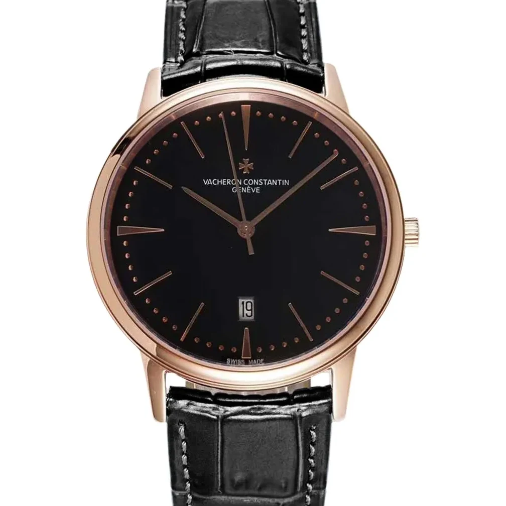 Patrimony Black Dial in Pink Gold Ref: 85180