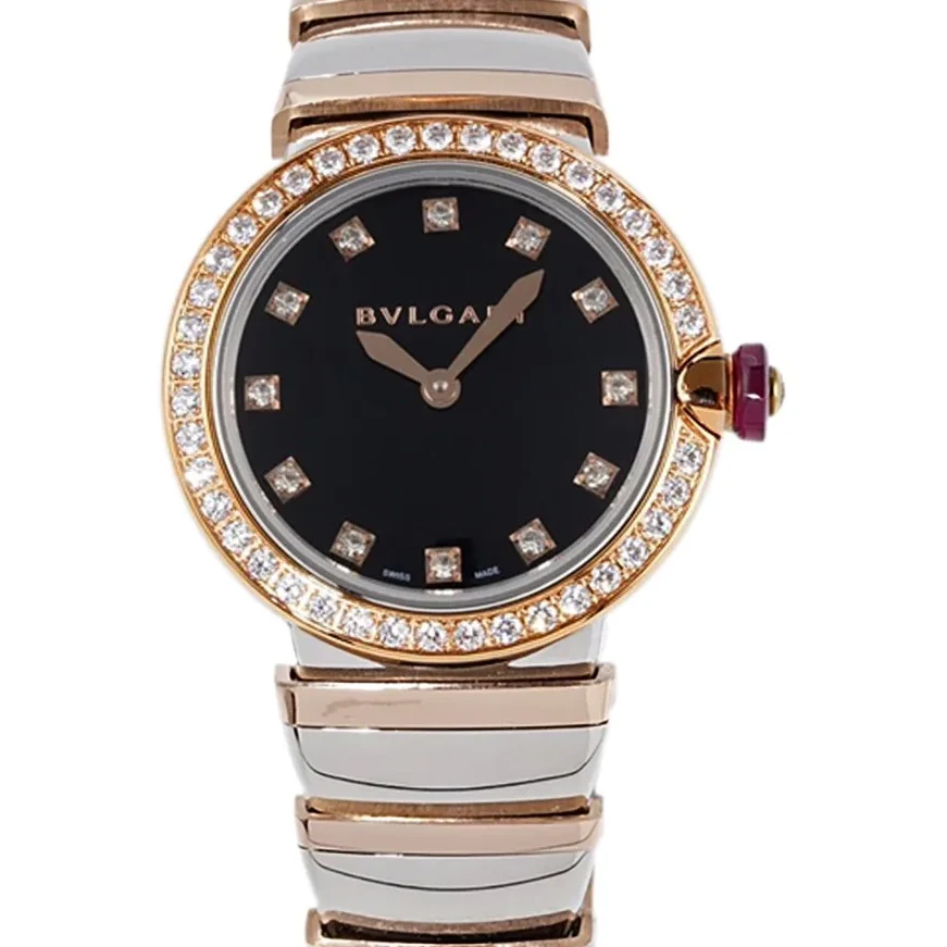 Lvcea Black Dial in Rose Gold/Steel with Diamond Bezel