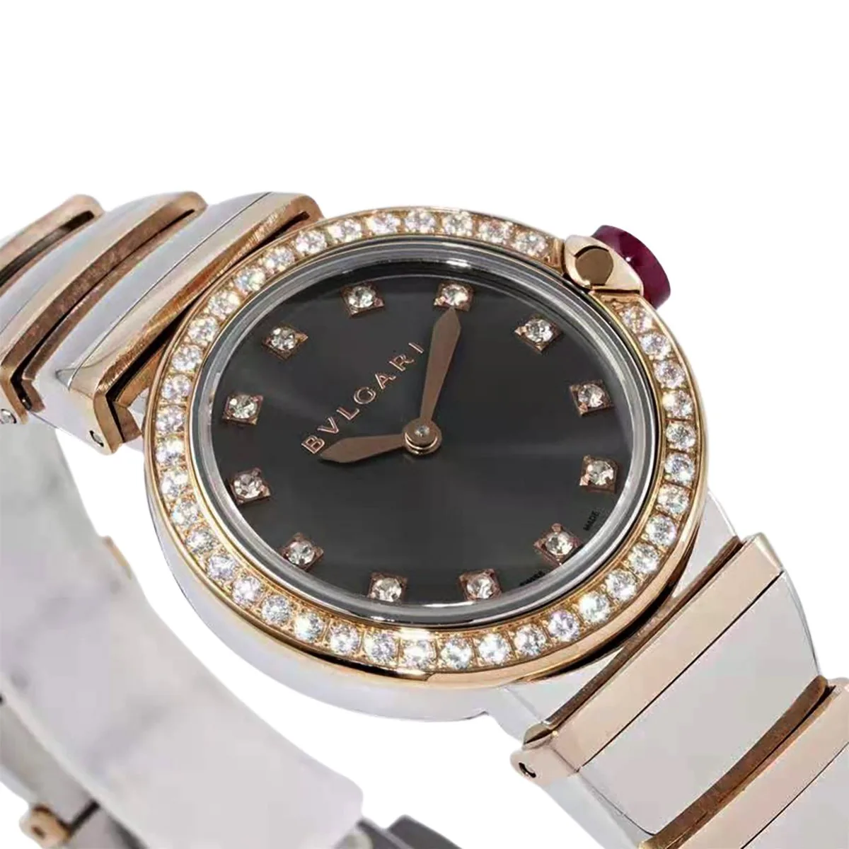 Lvcea graues Zifferblatt in Roségold/Stahl mit Diamantlünette – Bild 2