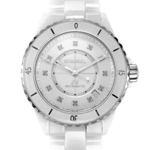 J12 ceramica bianca e acciaio con indici con diamanti Ref: H5705