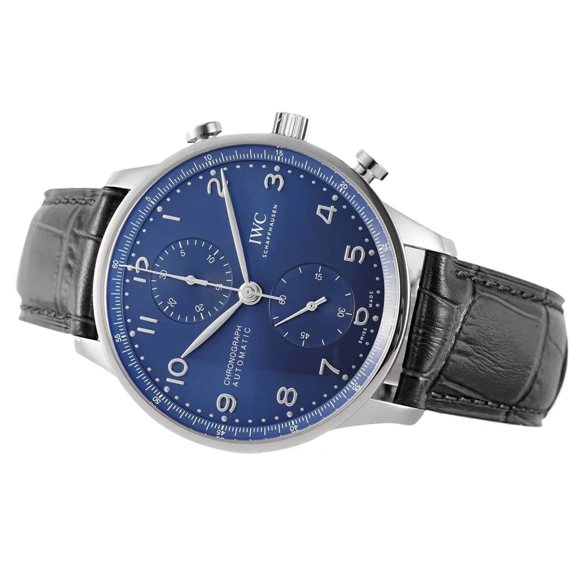 Portugieser Chronograph IW371606 blaues Zifferblatt in Stahl – Bild 2