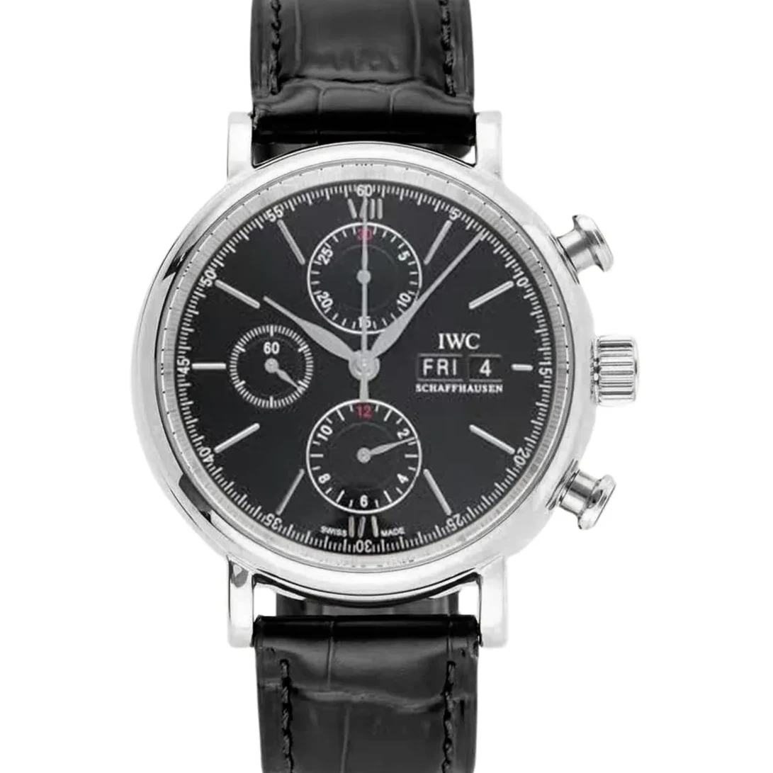 Portofino Chronograph IW391029 Edition “150 Years” Black Dial in Steel