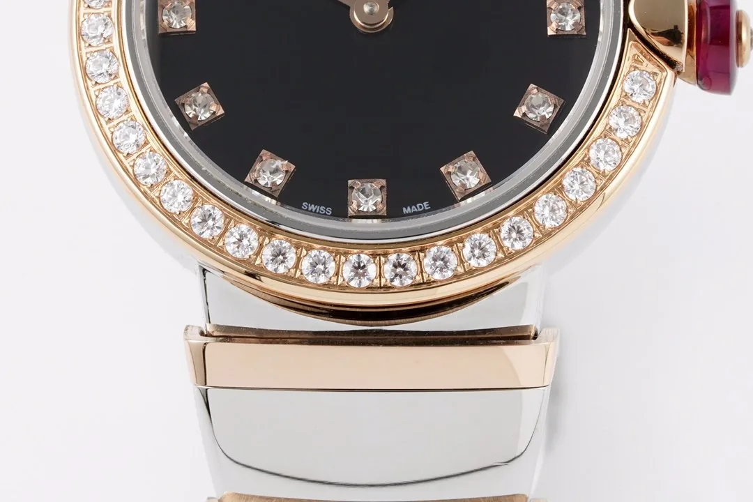 Lvcea schwarzes Zifferblatt in Roségold/Stahl mit Diamantlünette – Bild 9