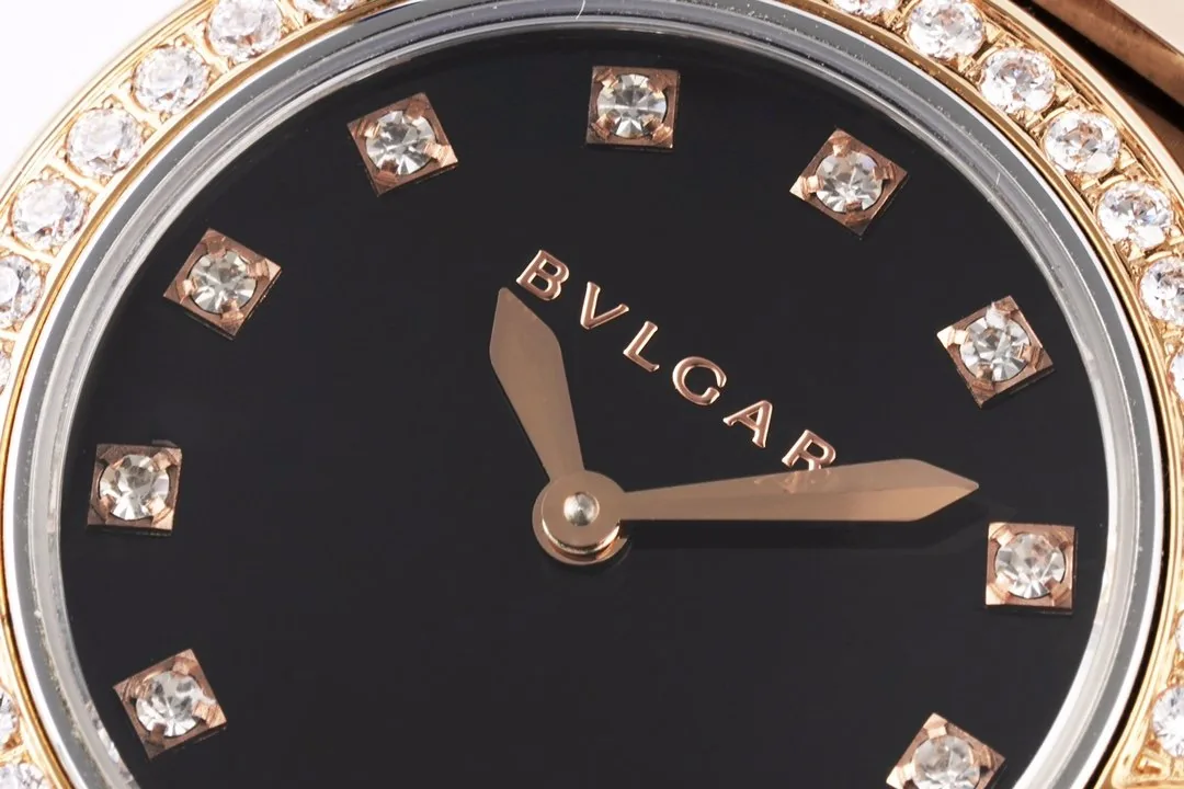 Lvcea schwarzes Zifferblatt in Roségold/Stahl mit Diamantlünette – Bild 10