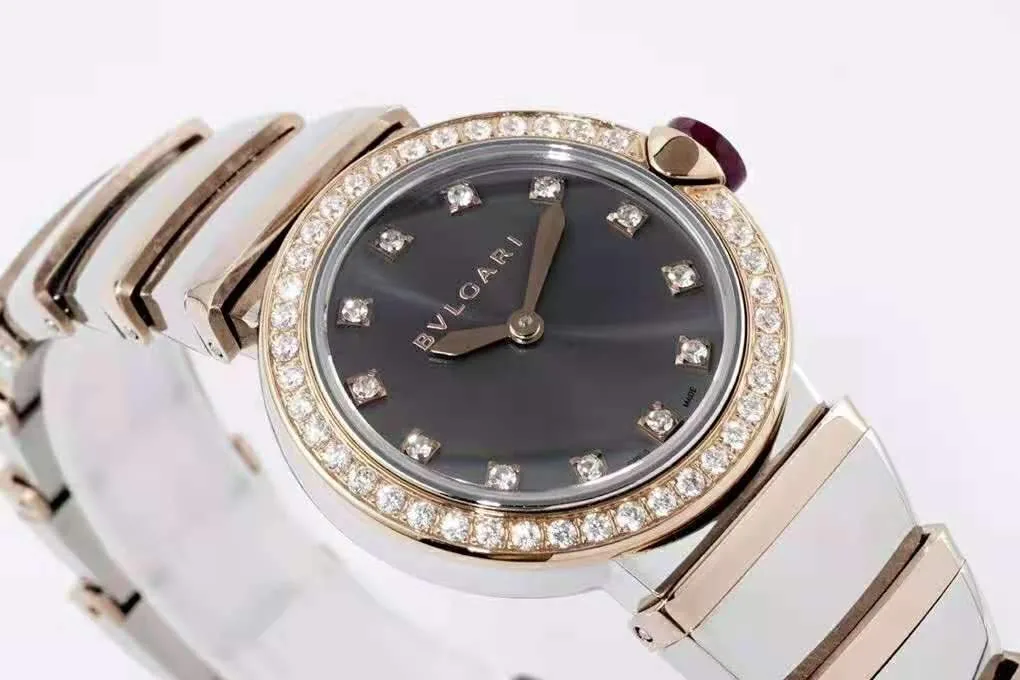 Lvcea graues Zifferblatt in Roségold/Stahl mit Diamantlünette – Bild 5