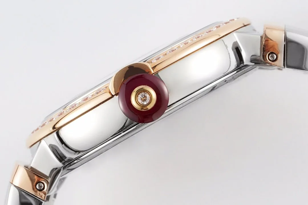 Lvcea schwarzes Zifferblatt in Roségold/Stahl mit Diamantlünette – Bild 8