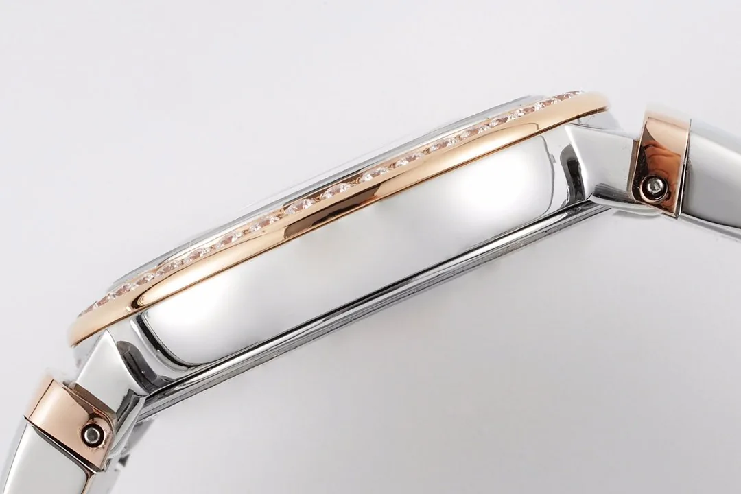 Lvcea schwarzes Zifferblatt in Roségold/Stahl mit Diamantlünette – Bild 7