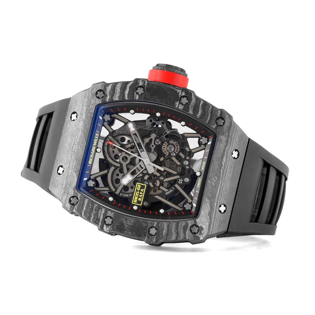 RM 035-02 Rafael Nadal carbone NTPT sur bracelet en caoutchouc noir – Image 4