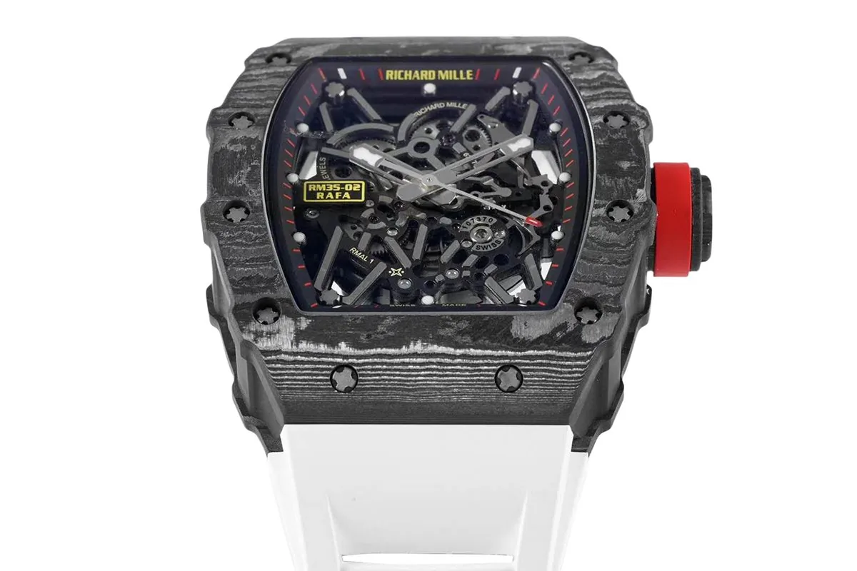 RM 035-02 Rafael Nadal NTPT-Carbon am weißen Kautschukarmband – Bild 3