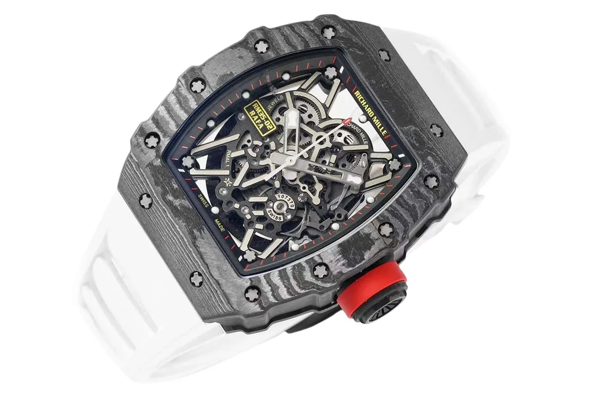 RM 035-02 Rafael Nadal NTPT-Carbon am weißen Kautschukarmband – Bild 2