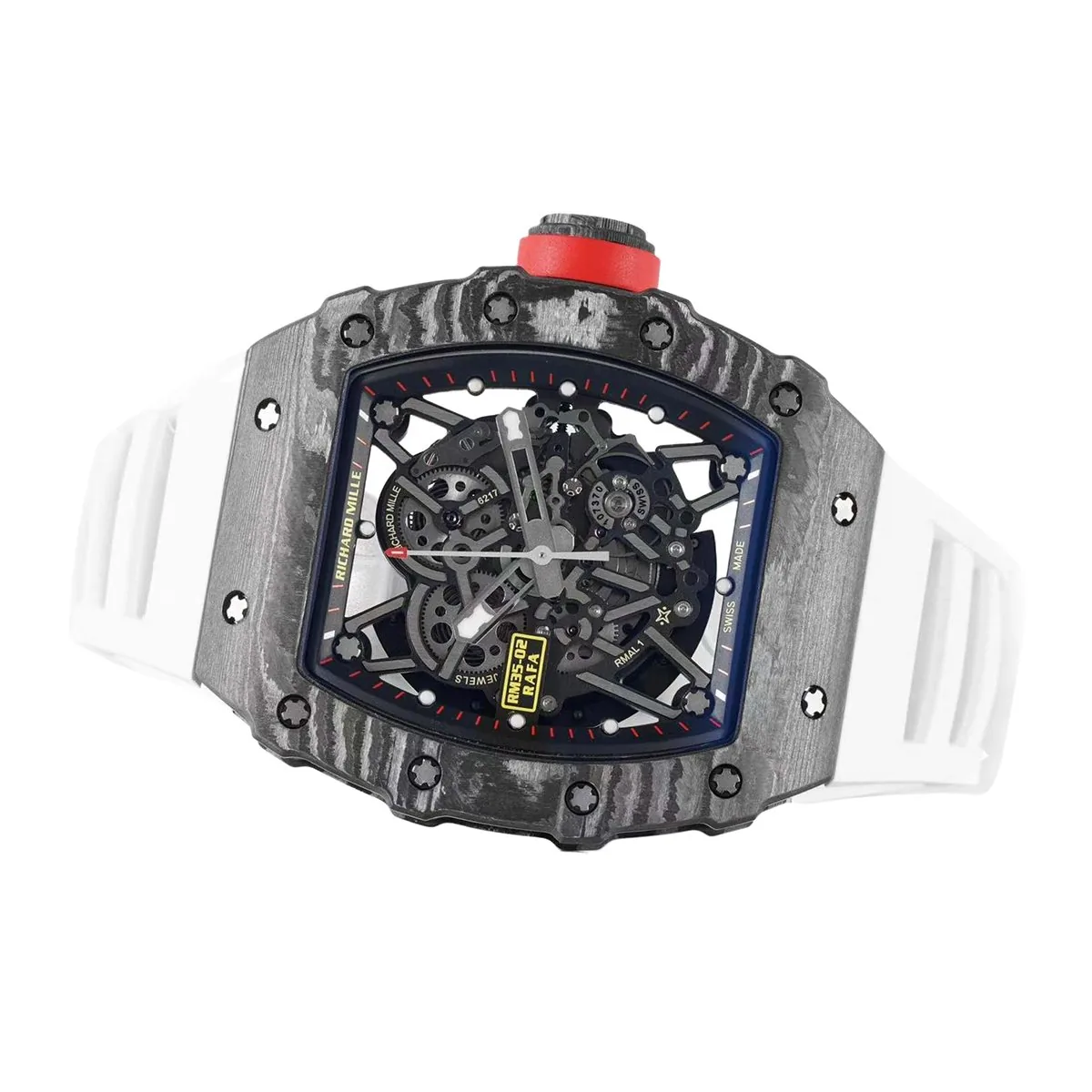 RM 035-02 Rafael Nadal NTPT-Carbon am weißen Kautschukarmband – Bild 4