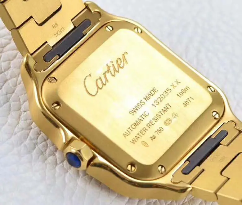 Santos de Cartier weißes Zifferblatt mit Diamantlünette in Gelbgold – Bild 6