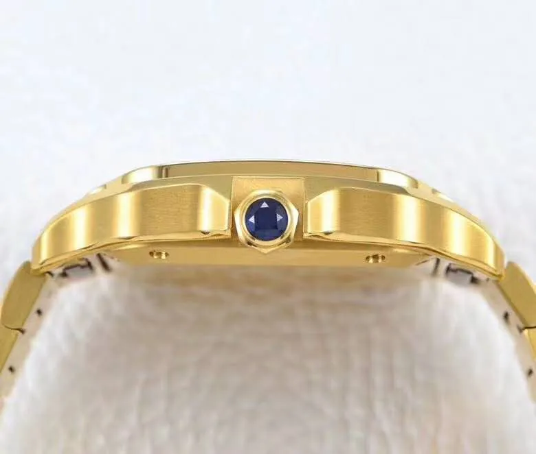 Santos de Cartier weißes Zifferblatt mit Diamantlünette in Gelbgold – Bild 5