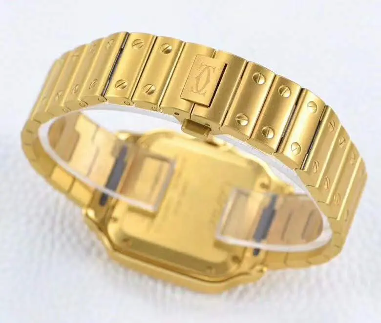 Santos de Cartier weißes Zifferblatt mit Diamantlünette in Gelbgold – Bild 8