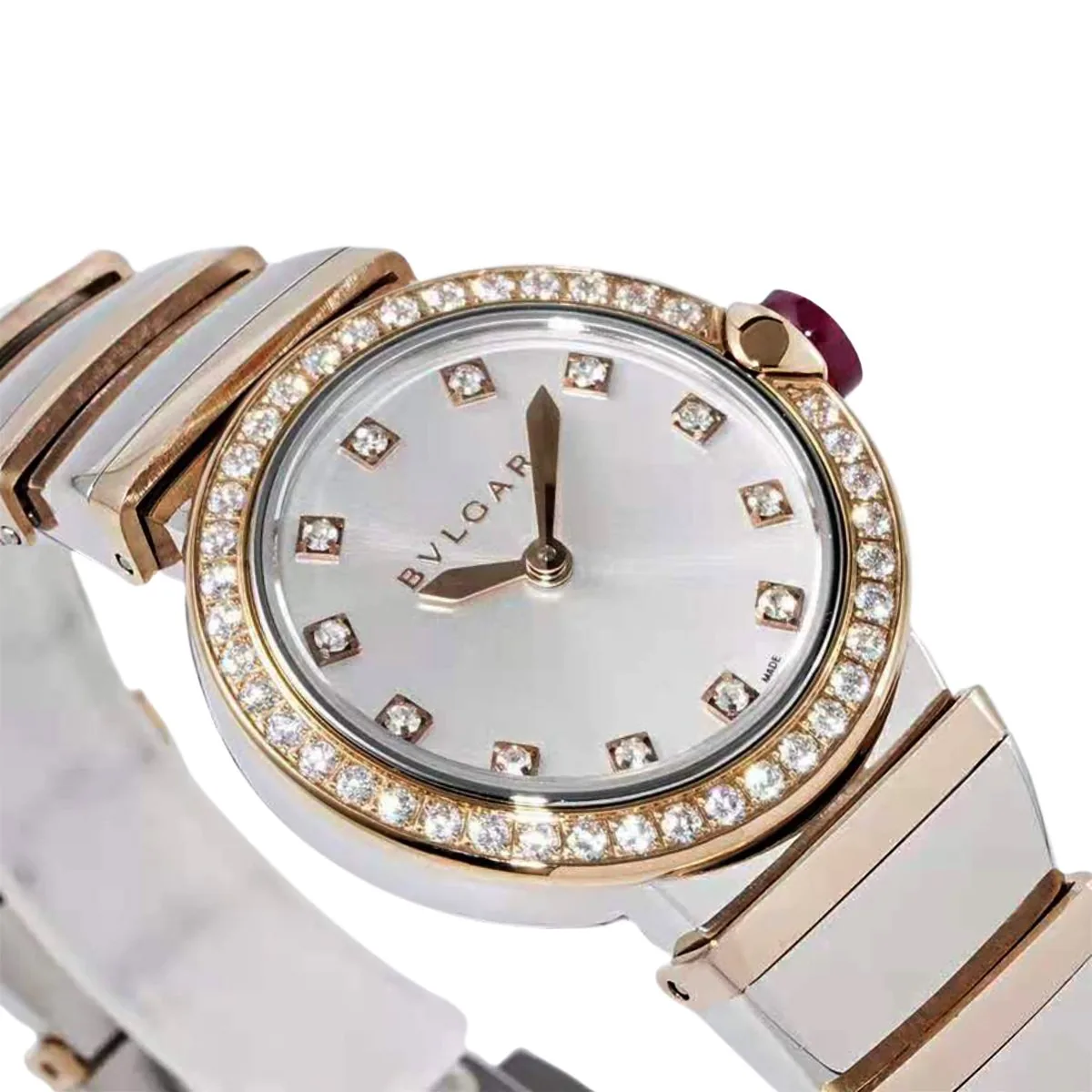 Lvcea esfera plateada en oro rosa/acero con bisel de diamantes - Imagen 2