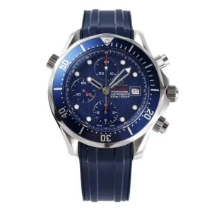 Seamaster Diver 300m Chronograph blaues Zifferblatt am Kautschukarmband