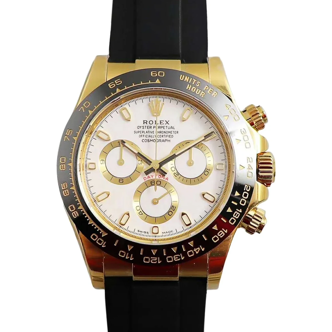 Daytona 116518LN White Dial in Yellow Gold