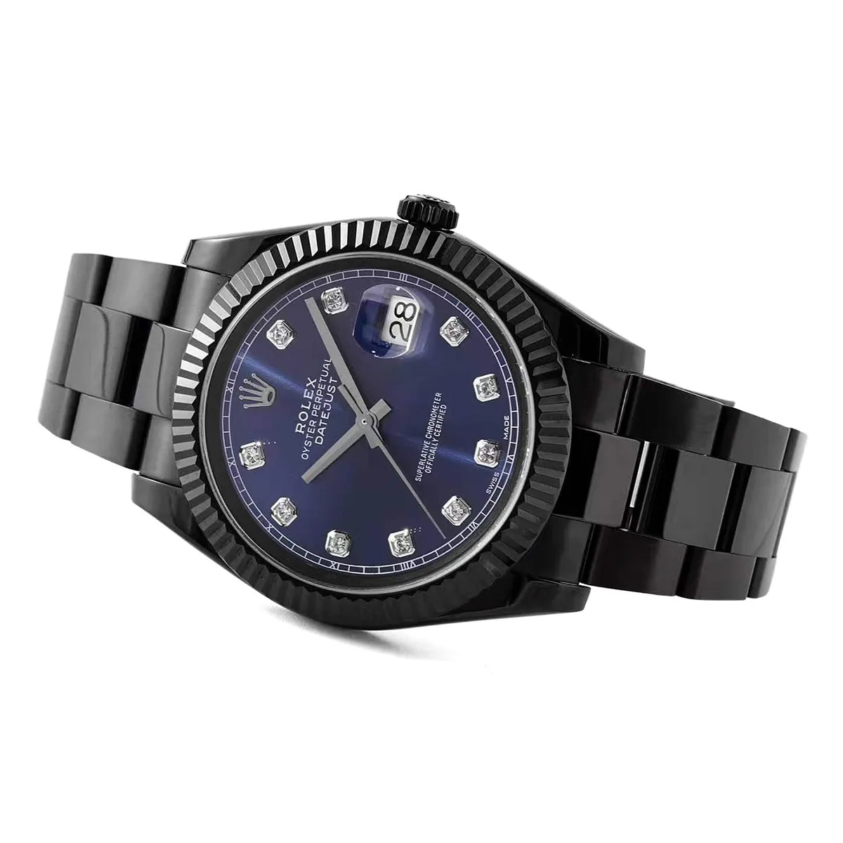 Datejust 41 quadrante blu con indici con diamanti in PVD nero - immagine 4