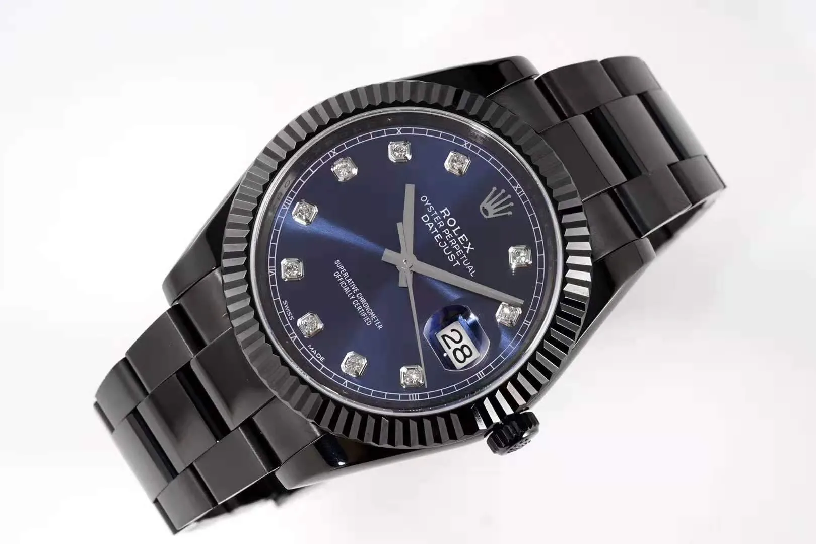 Datejust 41 quadrante blu con indici con diamanti in PVD nero - immagine 2
