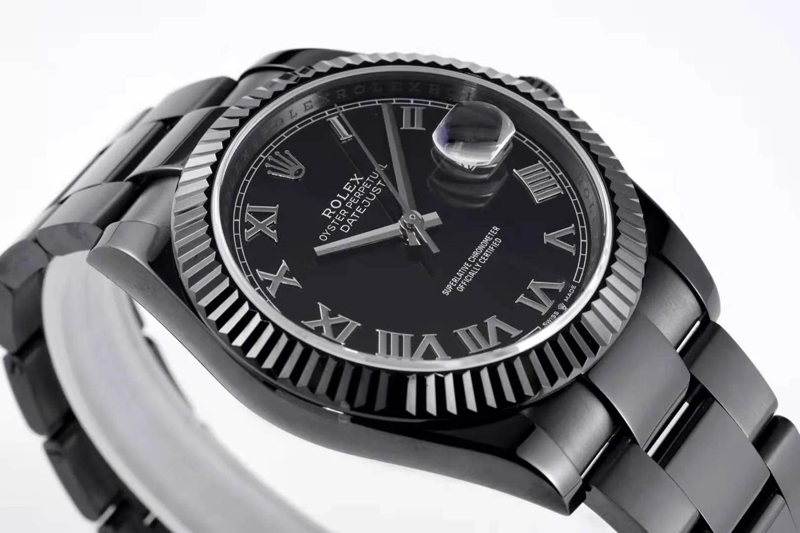 Datejust 41 quadrante nero con numeri romani in PVD nero - immagine 5