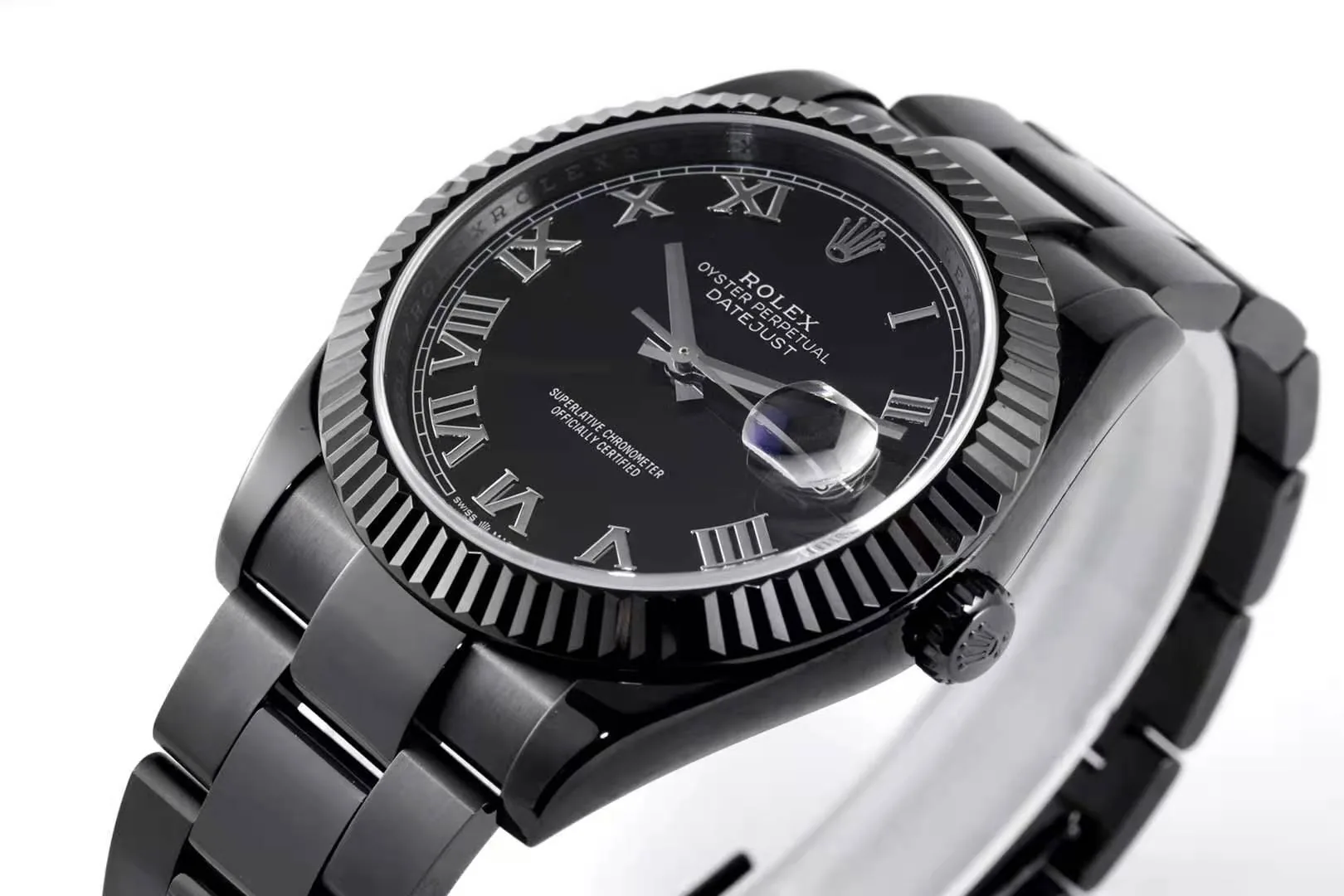 Datejust 41 quadrante nero con numeri romani in PVD nero - immagine 3
