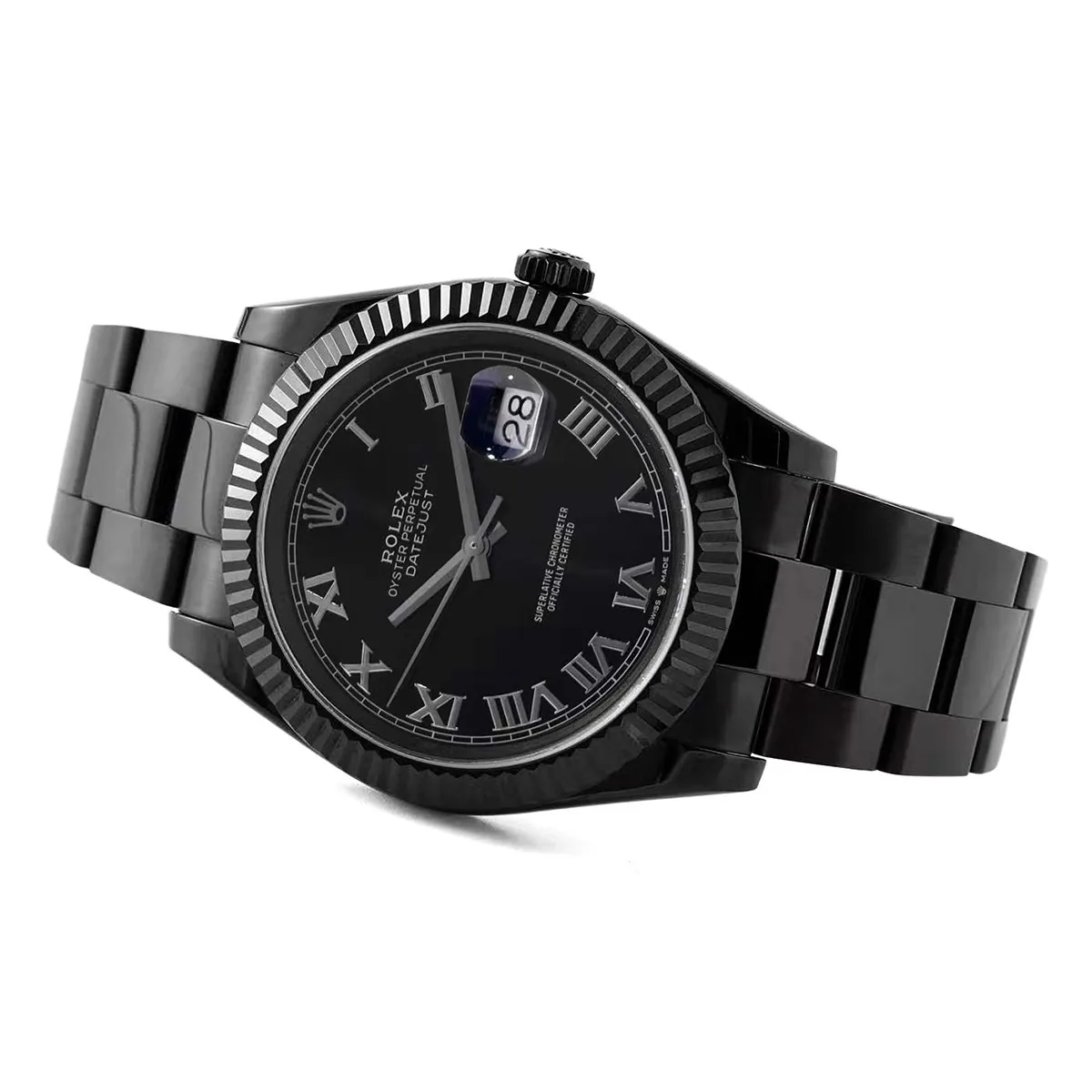 Datejust 41 quadrante nero con numeri romani in PVD nero - immagine 4