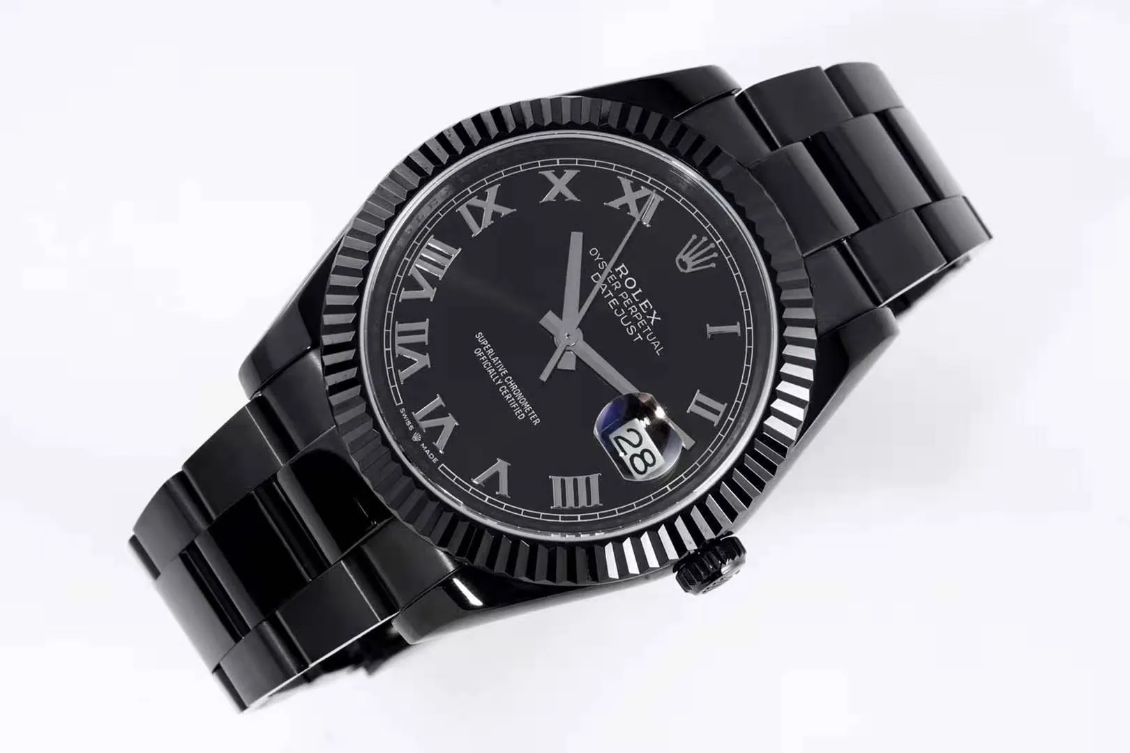 Datejust 41 quadrante nero con numeri romani in PVD nero - immagine 2