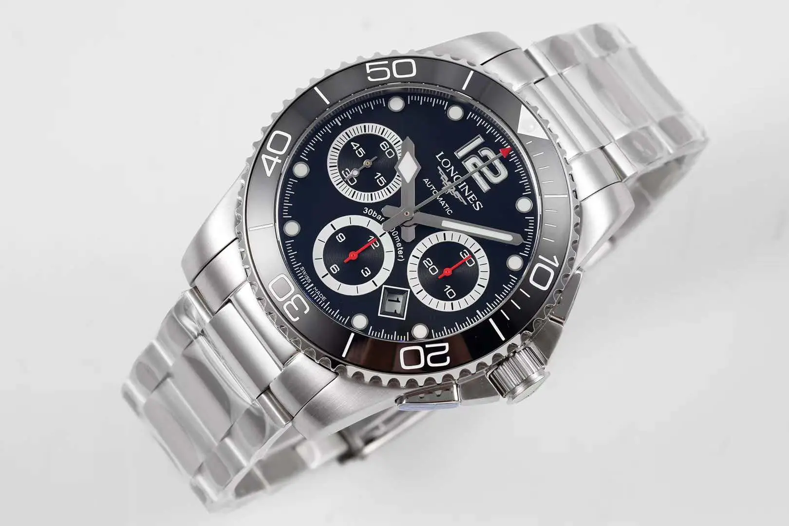 Hydroconquest quadrante nero su bracciale - immagine 2