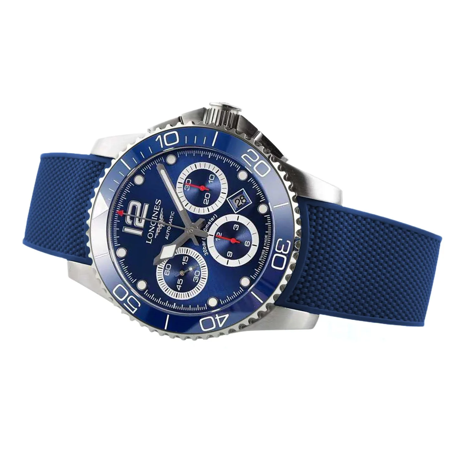 Hydroconquest quadrante blu su cinturino in gomma - immagine 2