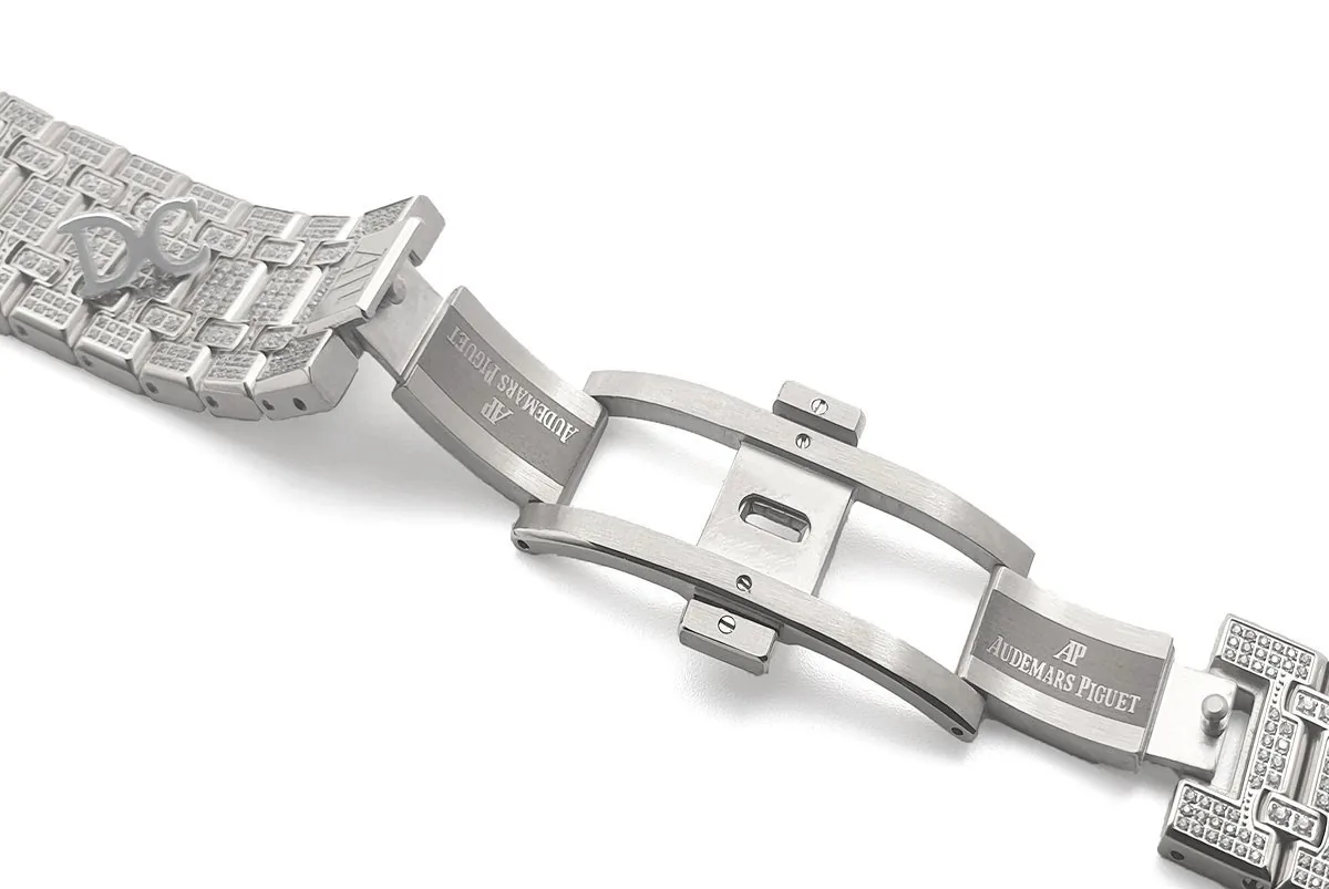 Royal Oak 41mm 15402 entièrement pavée de diamants en or blanc sur bracelet – Image 8