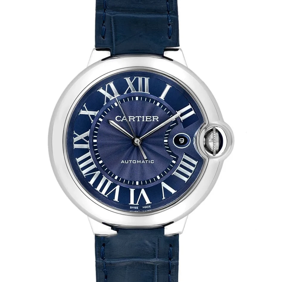 Ballon Bleu De Cartier 42mm Blue Dial in Steel on Blue Leather Strap