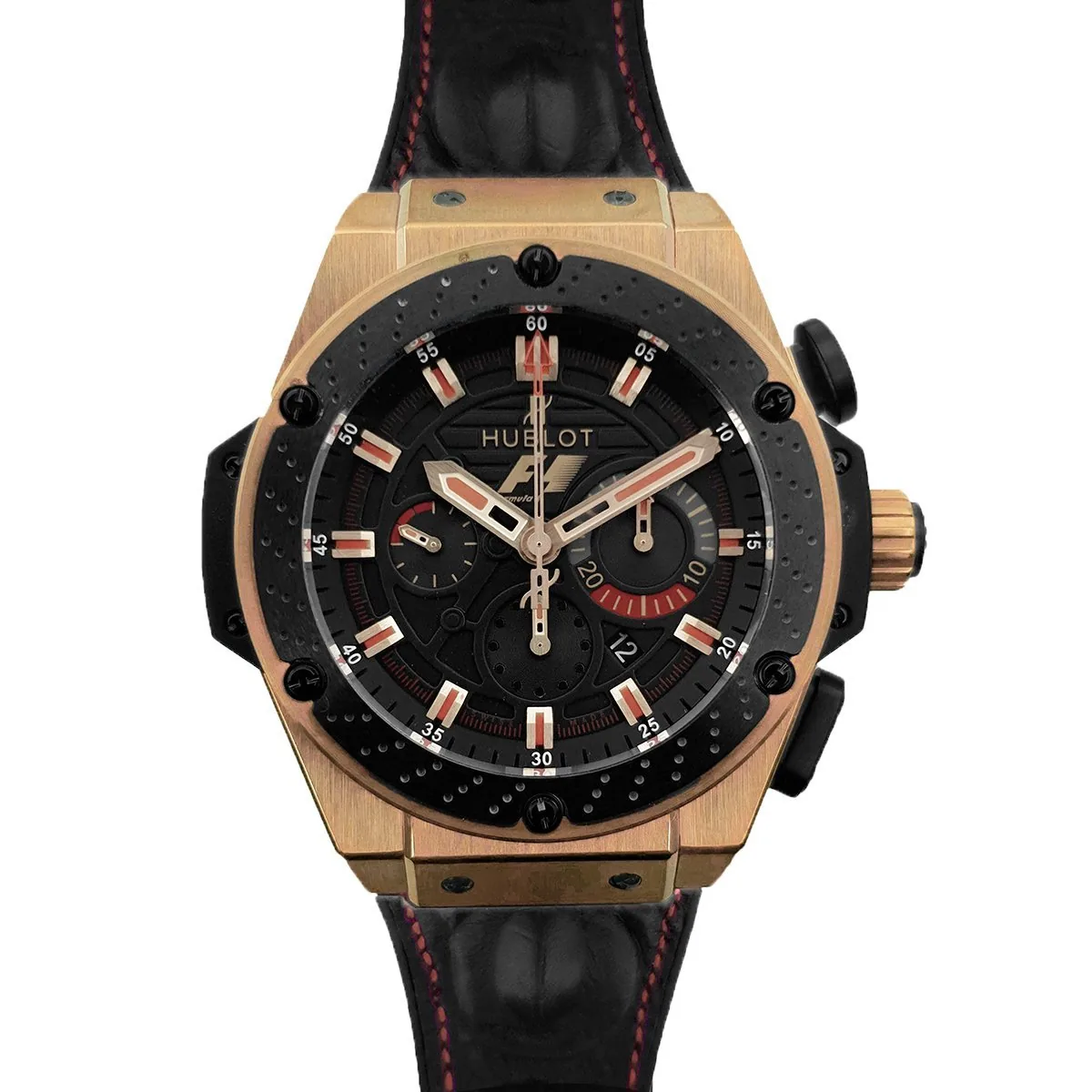 King Power F1 cronografo quadrante nero in oro rosa