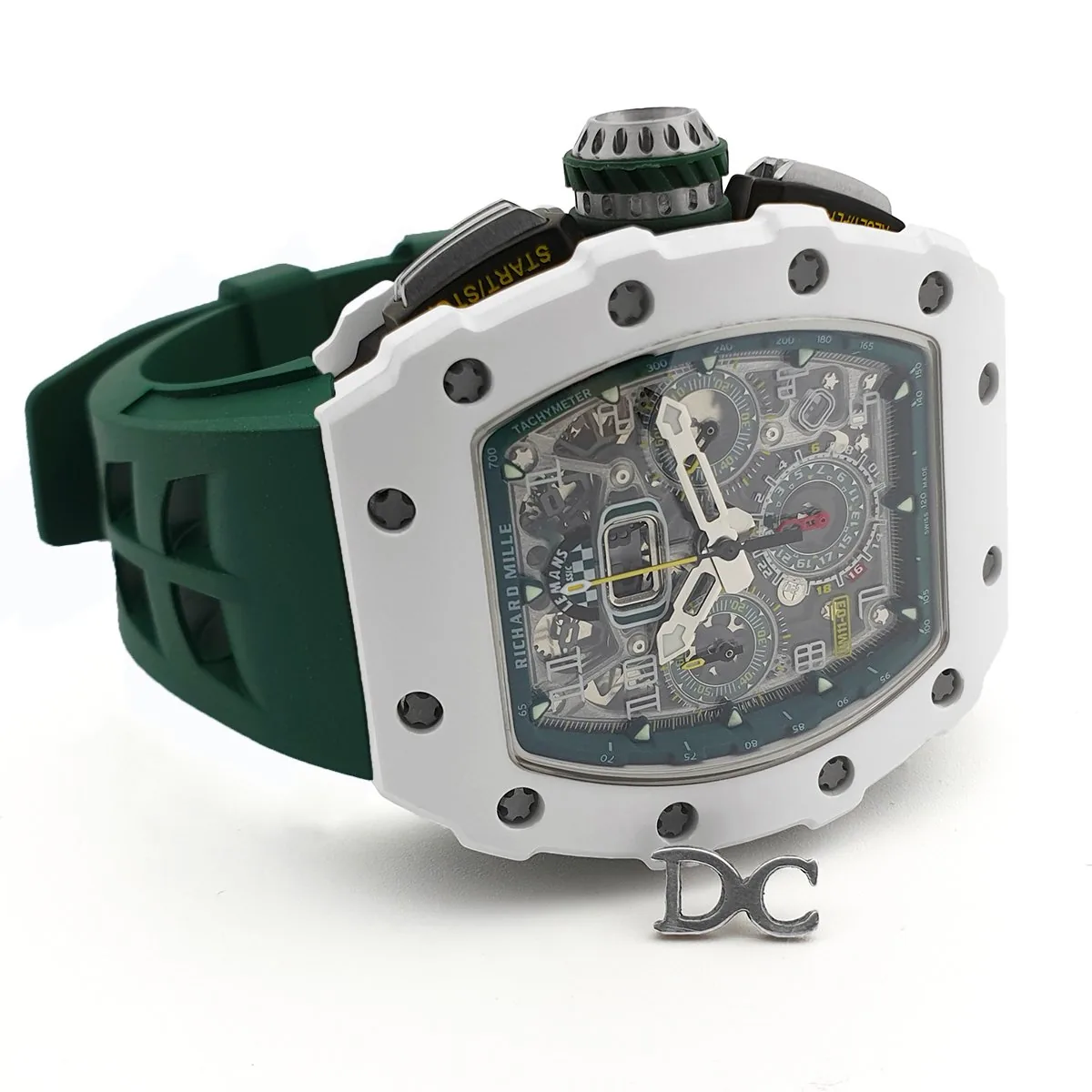 RM 011-02 Le Mans Classic Chronograph in Grün am grünen Kautschukarmband – Bild 3