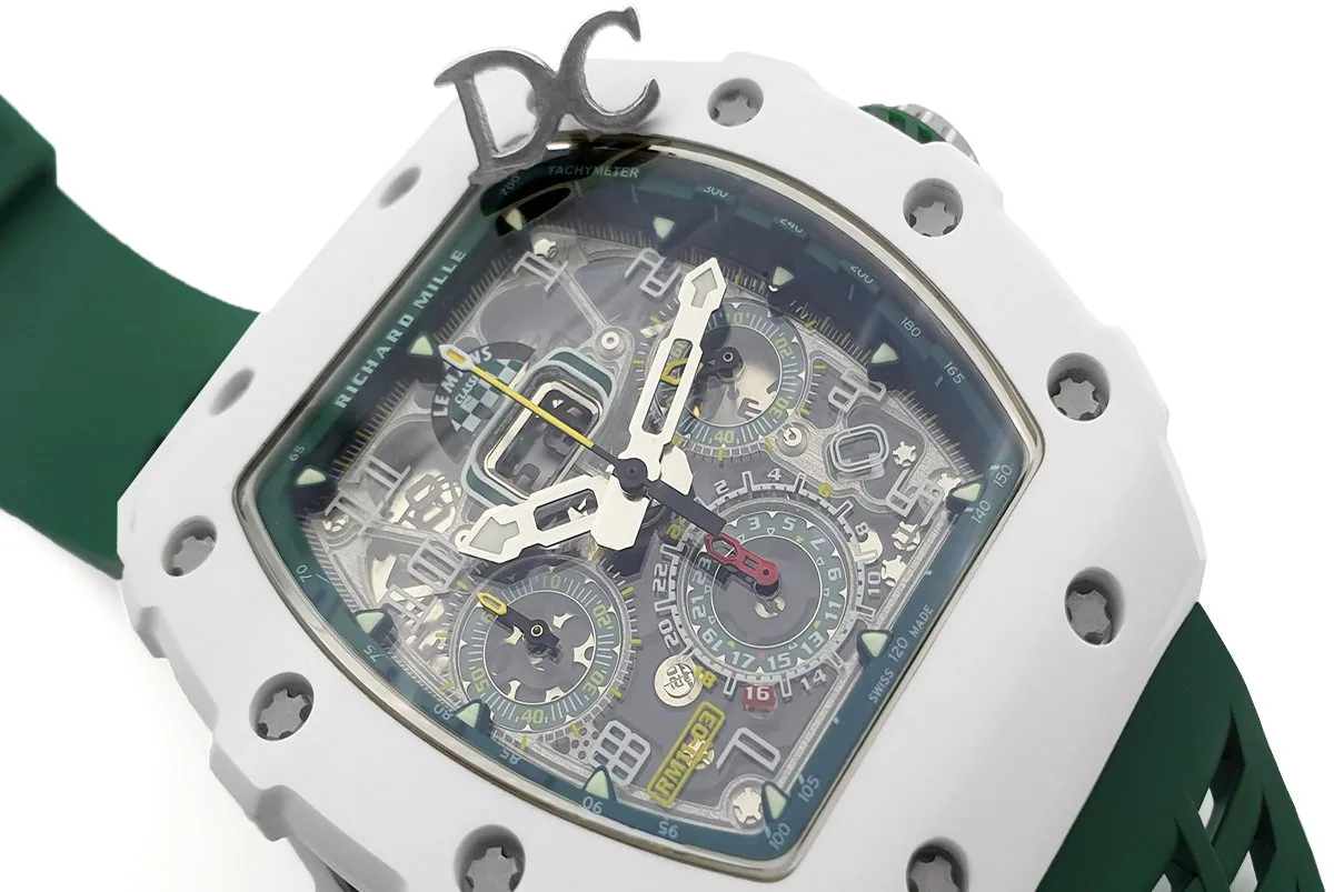 RM 011-02 Le Mans Classic Chronograph in Grün am grünen Kautschukarmband – Bild 4