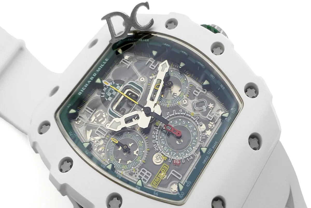 RM 011-02 Le Mans Classic chronographe vert sur bracelet en caoutchouc blanc – Image 4