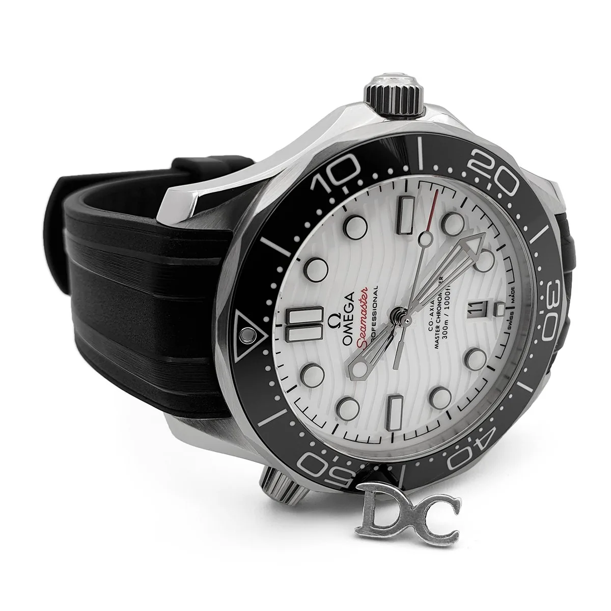 Seamaster Diver 300M Co-Axial Master Chronometer quadrante bianco su cinturino in gomma nero - immagine 2