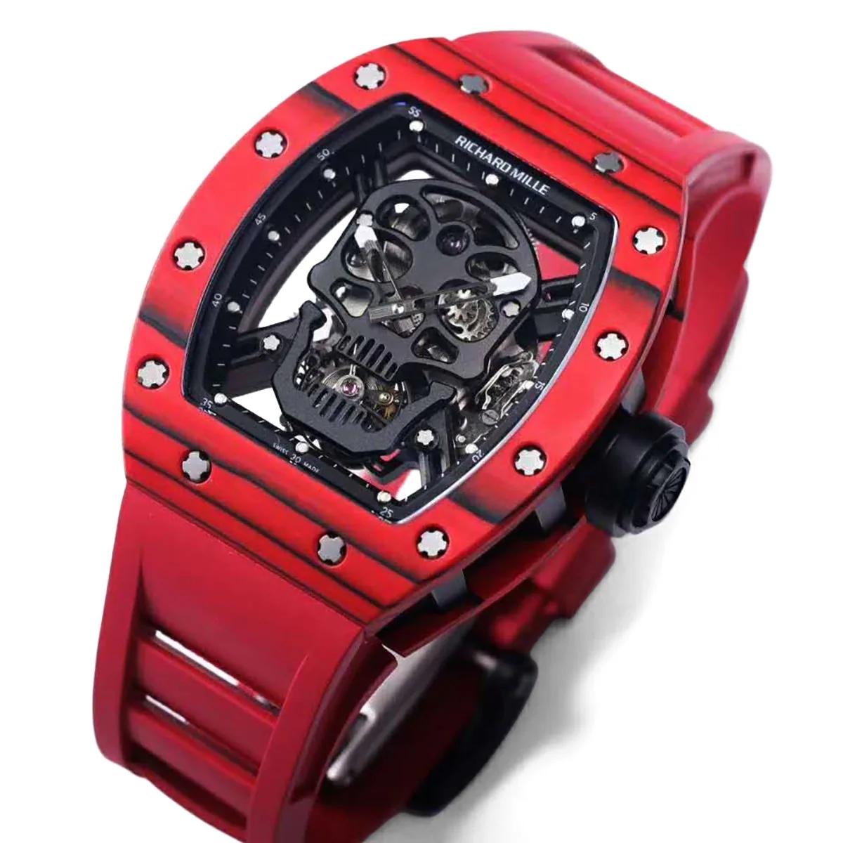 RM 052-01 Tourbillon Black Skull in rotem NTPT-Carbon – Bild 2