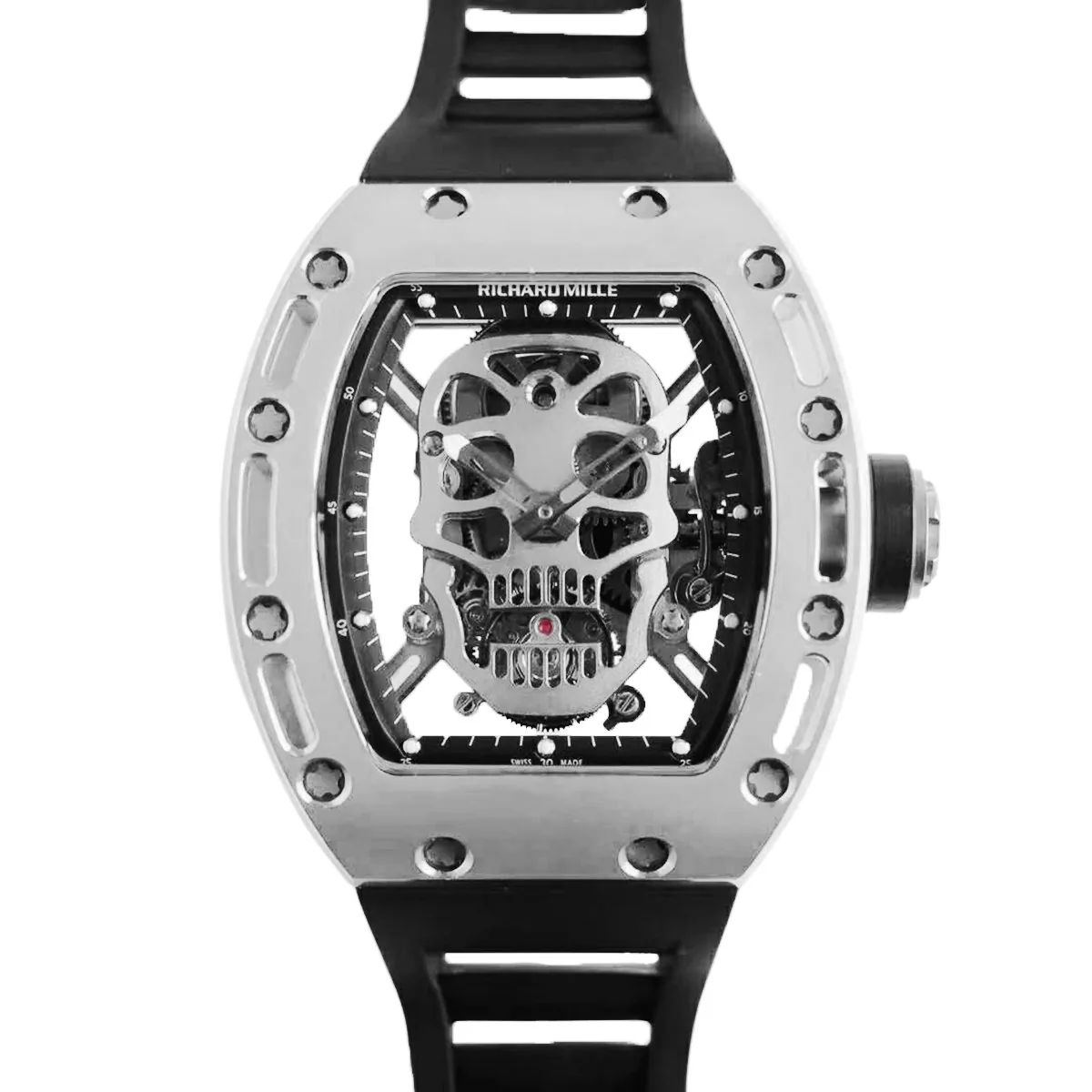 RM 052-01 Tourbillon Skull in titanio su cinturino in gomma nero
