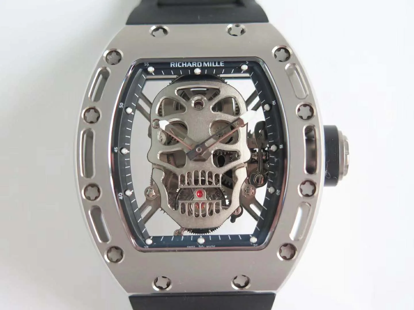 RM 052-01 Tourbillon Skull in titanio su cinturino in gomma nero - immagine 4