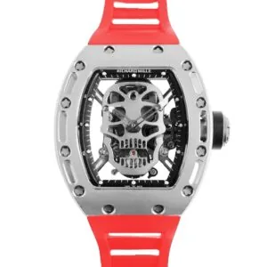 RM 052-01 Tourbillon Skull in titanio su cinturino in gomma rosso