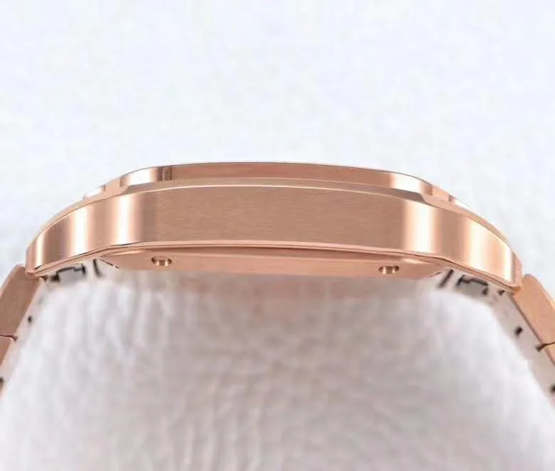 Santos de Cartier cadran blanc lunette diamants en or rose – Image 8
