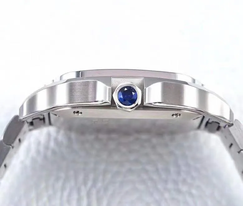 Santos de Cartier cadran blanc lunette diamants en acier – Image 9