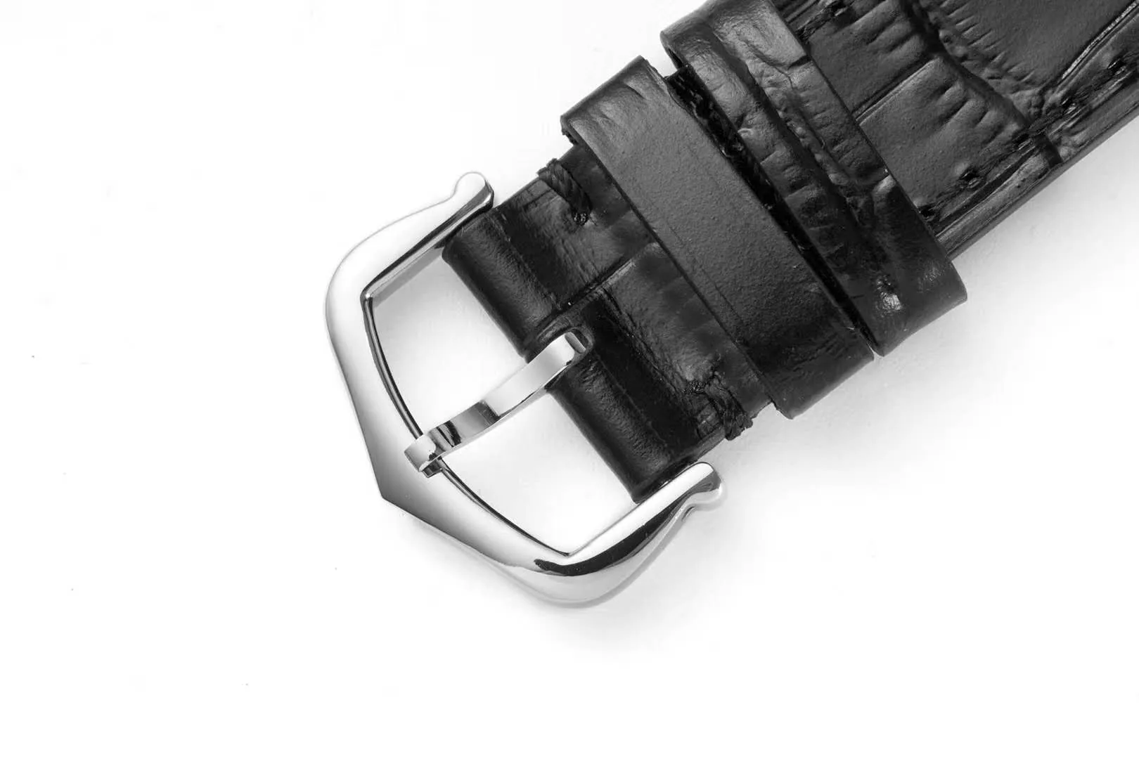 Santos-Dumont weißes Zifferblatt in Stahl am schwarzen Lederarmband – Bild 6