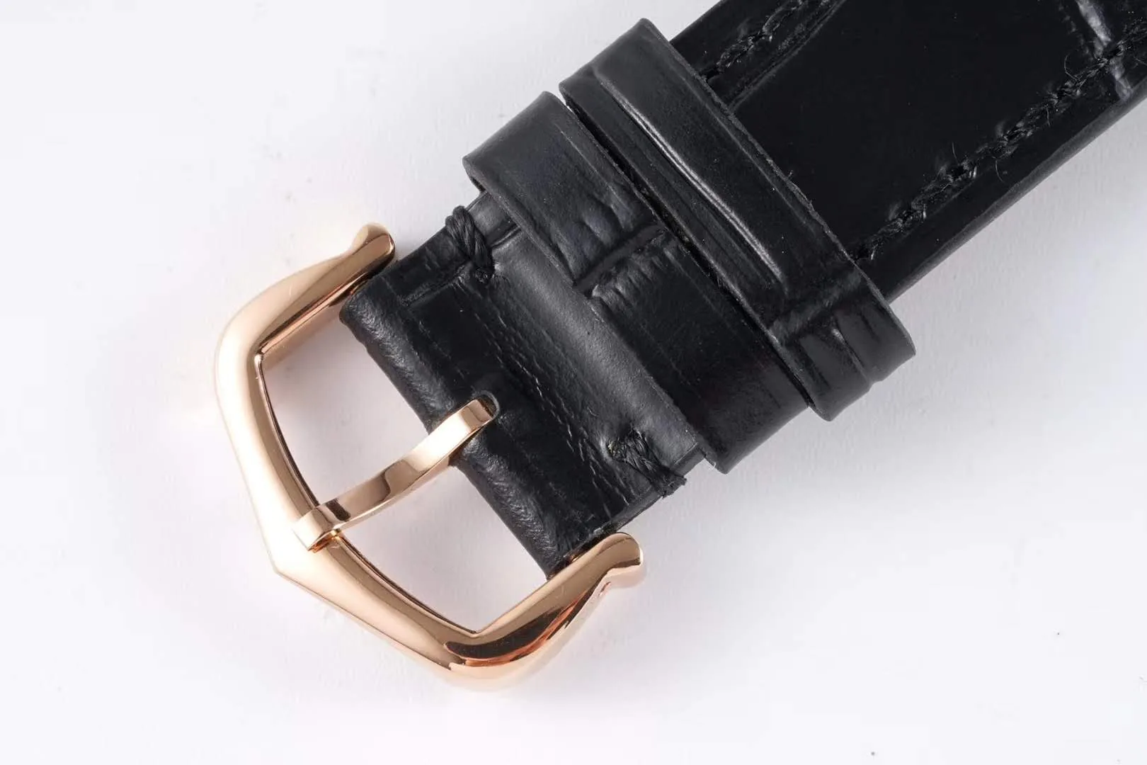 Santos-Dumont weißes Zifferblatt in Roségold am schwarzen Lederarmband – Bild 6