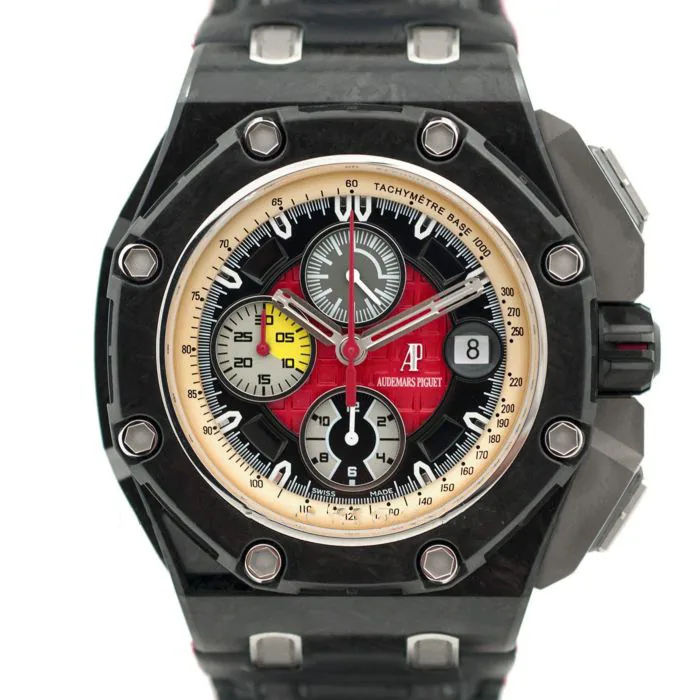 Royal Oak Offshore 26290IO 44mm céramique JF cadran noir/rouge sur bracelet en cuir noir A3126